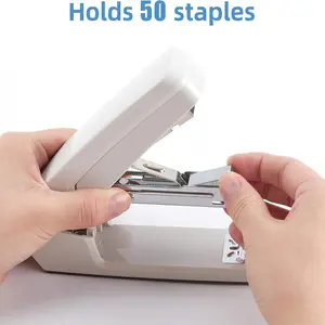 Swing arm rotating stapler, 360 degree rotating desktop stapler, without staples, used for binding booklets or books, black/white, learning and working tool