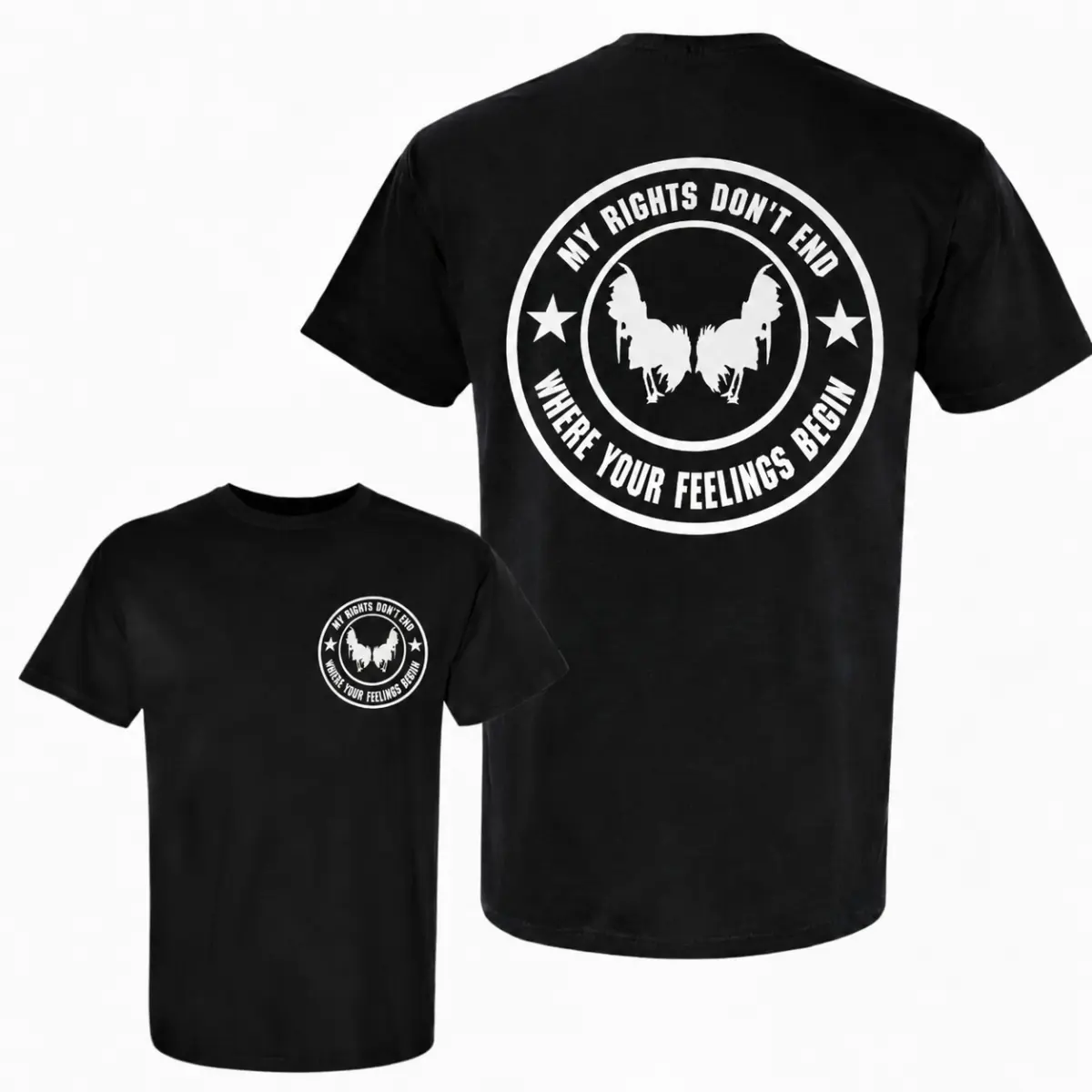 My Rights Don't End Shirt, Outlaw Rooster T-Shirt, Fighting Rooster Graphic Tee, Gamefowl Lover Shirt, Country Farm Tee, Double Sided Graphic Gift