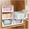 7CODE 10-Pack Foldable Plastic Stackable Bins - Closet Organizer Baskets for Storage Organization, Clothes, Bathroom; Basket Storage Solutions for Drawers, Kitchen Pantry