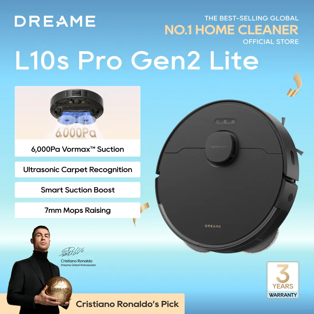 DREAME L10s Pro Gen 2 Robot Vacuum and Mop Combo, 7000Pa Suction, DuoScrub Mopping,7mm Auto Lifting Mop, Ultrasonic Carpet Detection, All-Rubber Roller Brush, Ideal for Pet Hair, Hard Floor and Carpet Cleaner Machine Dust Collector