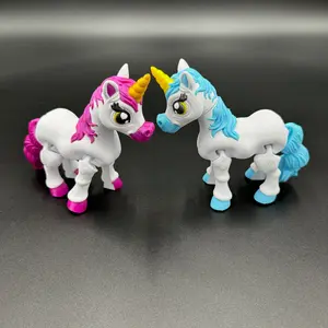 3D Printed Cutesy Unicorn Figurine Articulating Legs, Tail and Head