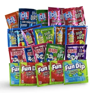 Candy Powder & Stick Dips – 20 Pack | Fun Dip, Lock Jaw, ICEE or Slush Puppie | Variety Option Available