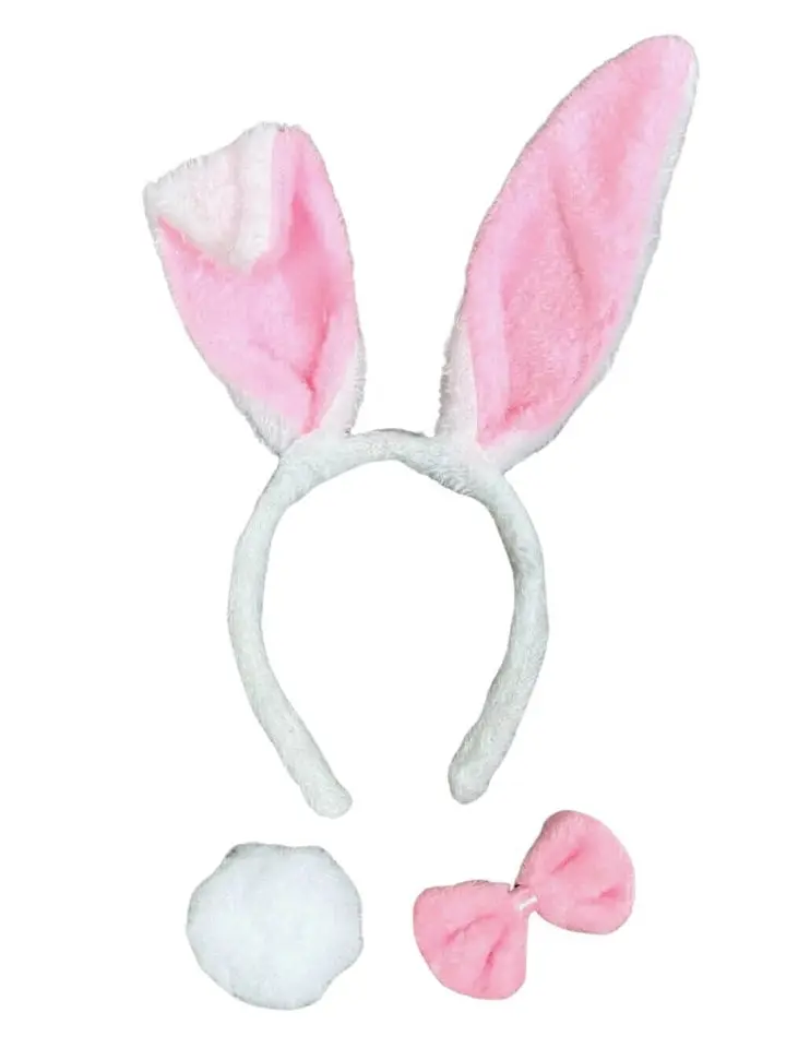 White Rabbit Girls Headband Ears, Kid or Adult Size Costume Accessories