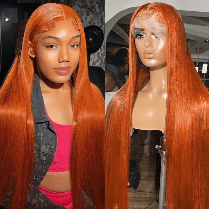 Hot Star 350# Color 13x6 Body Wave HD Transparent Lace Front Wigs Human Hair Pre Plucked 180% Density with Baby Hair Brazilian Straight Human Hair Wig for Women