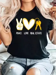 Cool Real Estate Art For Men Women Realtor Real Estate Agent women's shirts T-Shirt 100% Cotton, Breathable & Comfort Fit, Short Sleeve Crew Neck Top For All Seasons vintage graphic tees