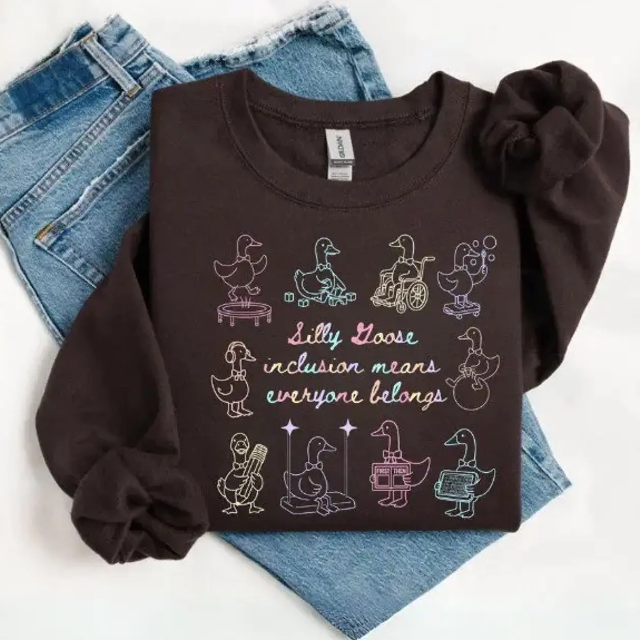 Inclusive Silly Goose Sweatshirt – Neurodiversity & Mental Health Awareness, Trending Graphic Sweatshirt, Comfortable Menswear & Womenswear Top, Perfect Gift For Men And Women, Aug6