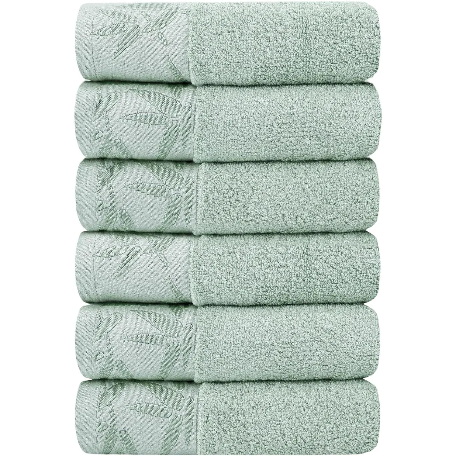 SEISSO Bathroom Hand Towels Set of 6 Bamboo Viscose Towel, Quick Dry & Durable Bath Hand Towel 13” x 29”, Soft Absorbent Washcloth Perfect for Home Bathroom, Hotel, Salon, Spa, Gym, Kitchen, Green