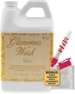 Tyler DIVA Glamorous Wash Laundry Detergent- 1/2 Gallon - With Olivi Stain Remover Pen - Fresh Scented Sachet - Laundry Detergent - For Washing Clothes, Linen, Lingerie, Expensive Fabric, Sheets Household Cleaning