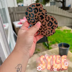 Brown Cheetah  Checkered Car Coasters interior girly round boujee accessories