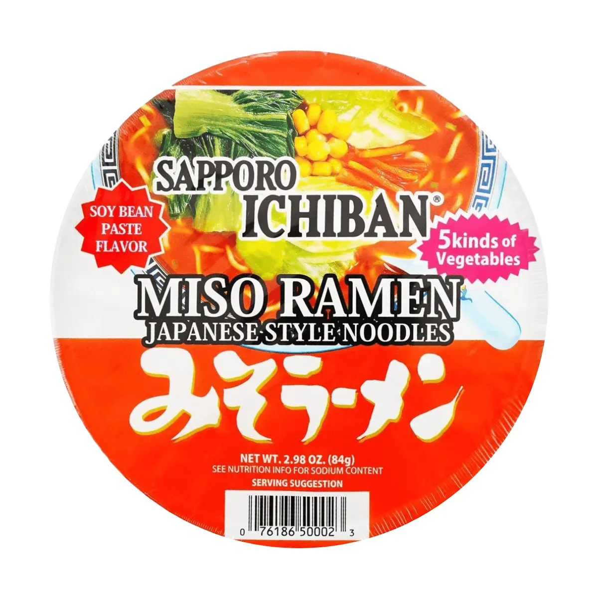 Sapporo Ichiban Miso Ramen Bowl - Authentic Japanese Instant Noodles, 84g