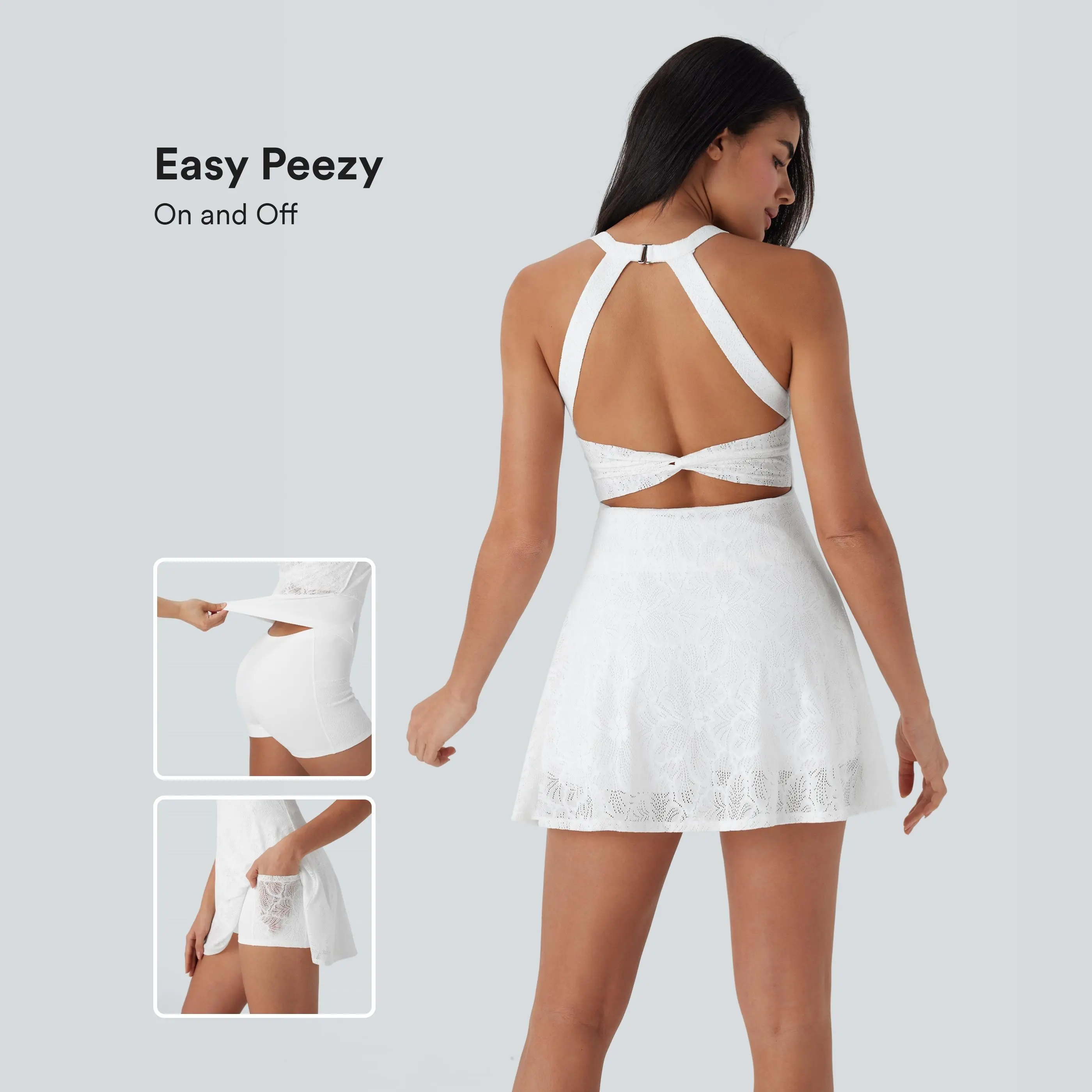 Halara Lace 2-in-1 Mini Dance Active Dress with Pockets-Easy Peezy