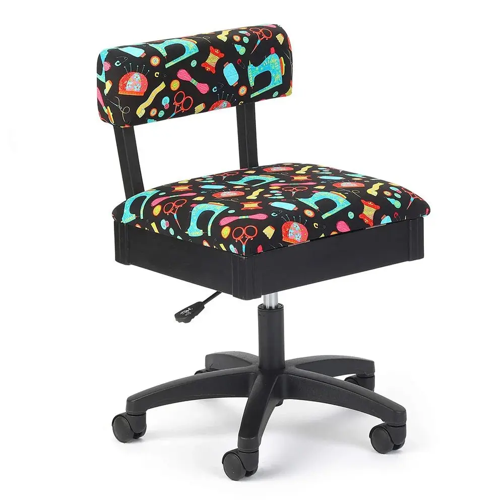 Arrow Sewing Notions Hydraulic Adjustable Commercial Style Swivel Spinning Desk Chair with Built-in Wheels, Super Supportive Office Furniture, 300 lb Capacity, Ideal for Craft Rooms, Cutting Tables, Built-In Wheels Desk Chairs, Commercial Style Desk Chair