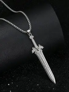 Trendy Punk Sword Pendant, Gothic Stainless Steel Chain Necklace, Simple Retro Design, Suitable for Both Men and Women, Street Style, Party Style, Personalized Casual Necklace, Fashion Accessory Necklace, Fashion Necklace, Jewelry Gifts