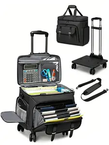 Teacher Commute Saver! Wheel Pull Bag, Book Teaching Aids All-In-One, Relieve Shoulder Neck Pain, Teacher Exclusive Rolling Storage Bag, Lightweight Rolling Luggage