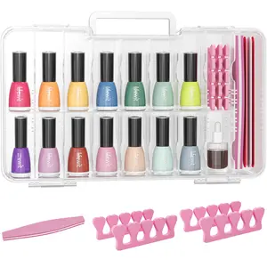 Lifewit Nail Polish Organizer for 36 Bottles Portable Sturdy Gel Nail Storage with 8 Adjustable Sections 4 Nail Separators Clear Case Secure Locking Clips Included