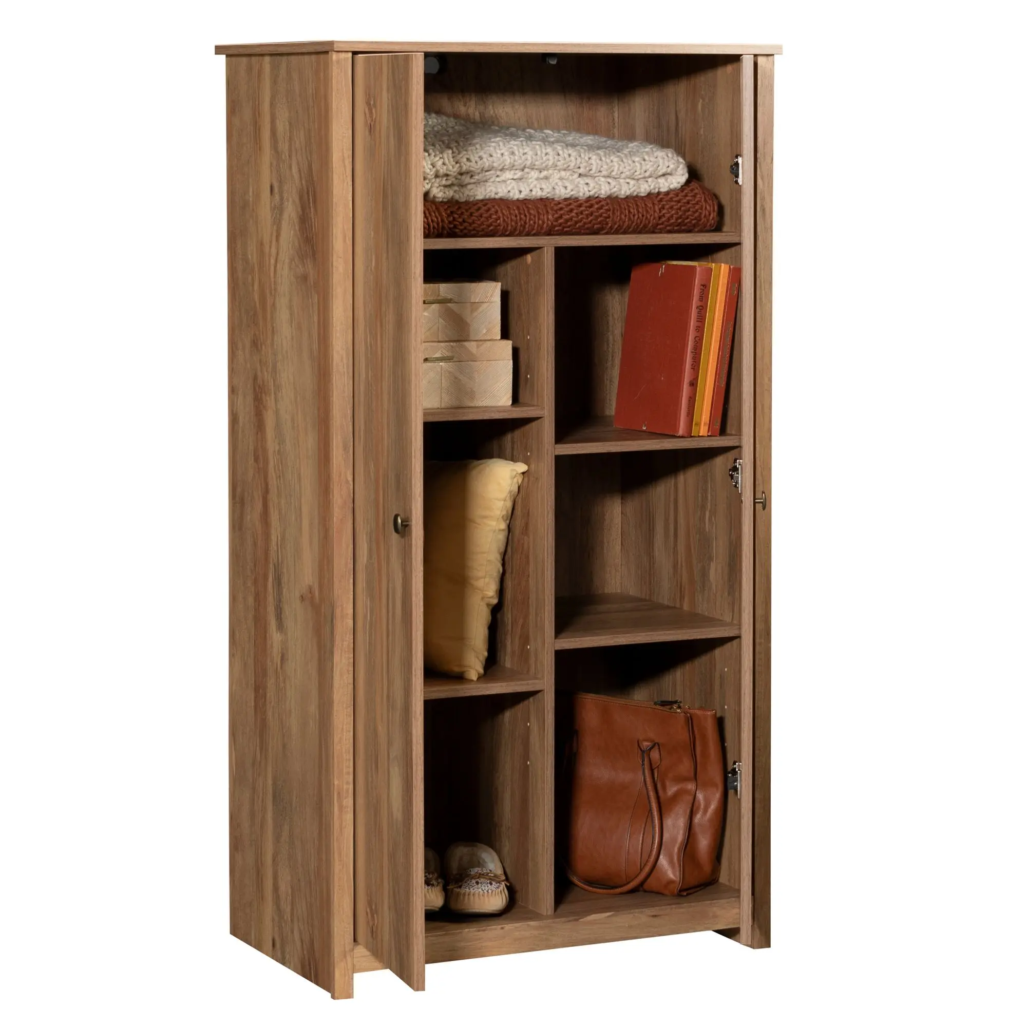 Sauder River Ranch Storage Cabinet with 2 Doors & 4 Adjustable Shelves for Craft Rooms Offices & Kitchens Modern Design Quick Assembly