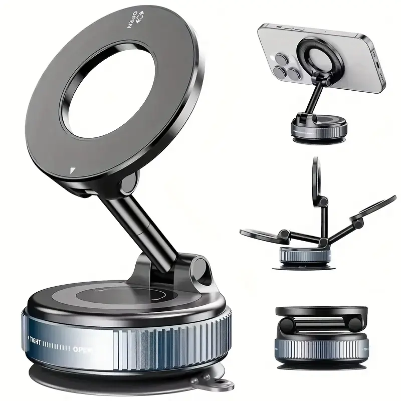 Upgraded magnetic car phone holder, 360 degree rotatable folding, powerful vacuum suction cup base, universal holder suitable for cars, homes, offices, Cell phone holder, Smartphone Holder