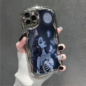 Corpse Bride Moonlight Butterflies Design TPU Silicone Smartphone Case - Shockproof Cellphone Protection Accessory for iPhone 17,16,15,14,13,12,11 Pro Max Plus, Handheld Gift for Loved Ones