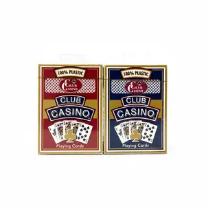Club Casino by Hoyle 100% Plastic Playing Cards | Half Brick | 6 Decks (3 Red, 3 Blue)