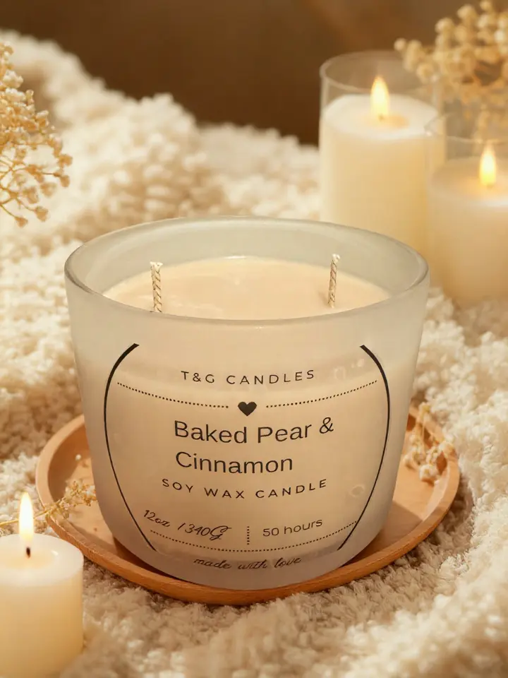 12oz Baked Pear and Cinnamon candle
