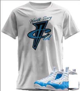 T-Shirt Matching Foamposite University Blue/White