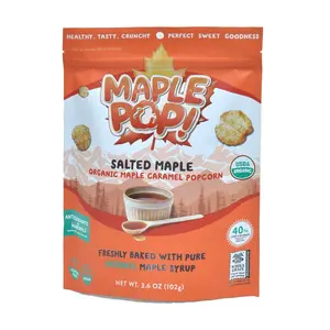 Maple Pop Organic Maple Caramel Popcorn – Low Sugar, High Fiber, Air Popped – Vegan & Gluten Free – Made with pure Maple Syrup