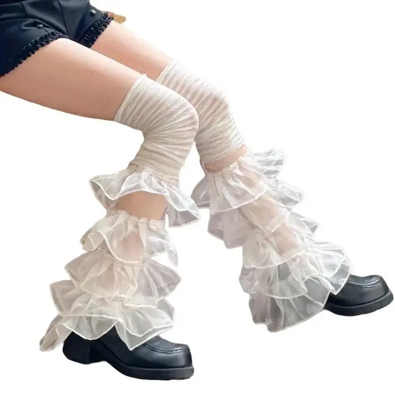 1 Pair Lace Patchwork Sweet Spicy Cool Leg Warmers, Dainty Niche Y2K Coquette Style Ankle Cuffs for Women Fit Lightweight