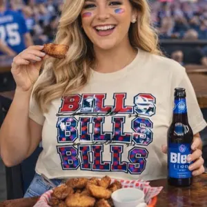 Tan Check Buffalo Bills Tee