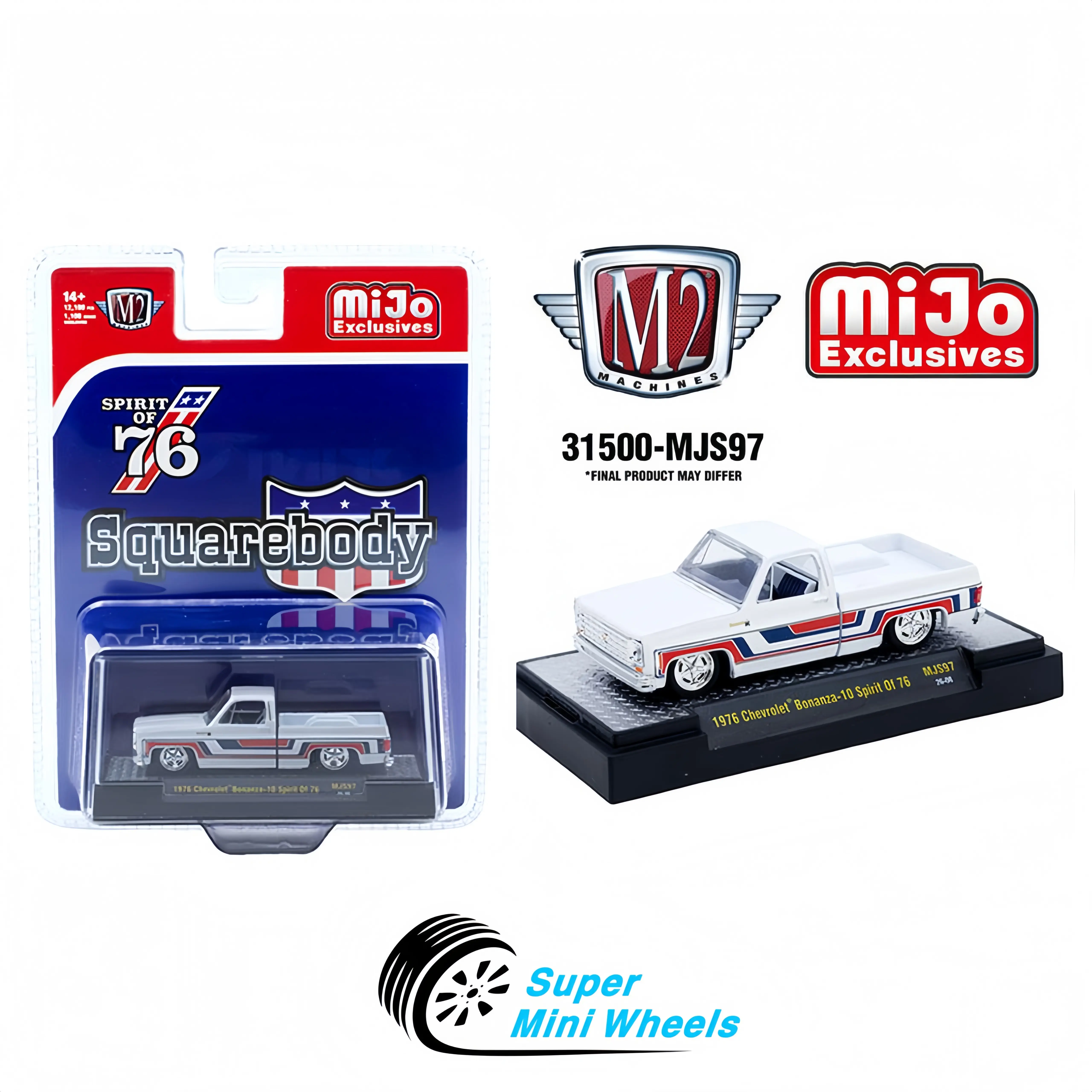 M2 Machines 1:64 1976 Chevrolet Silverado Bonanza-10 SPIRIT 76 Squarebody White