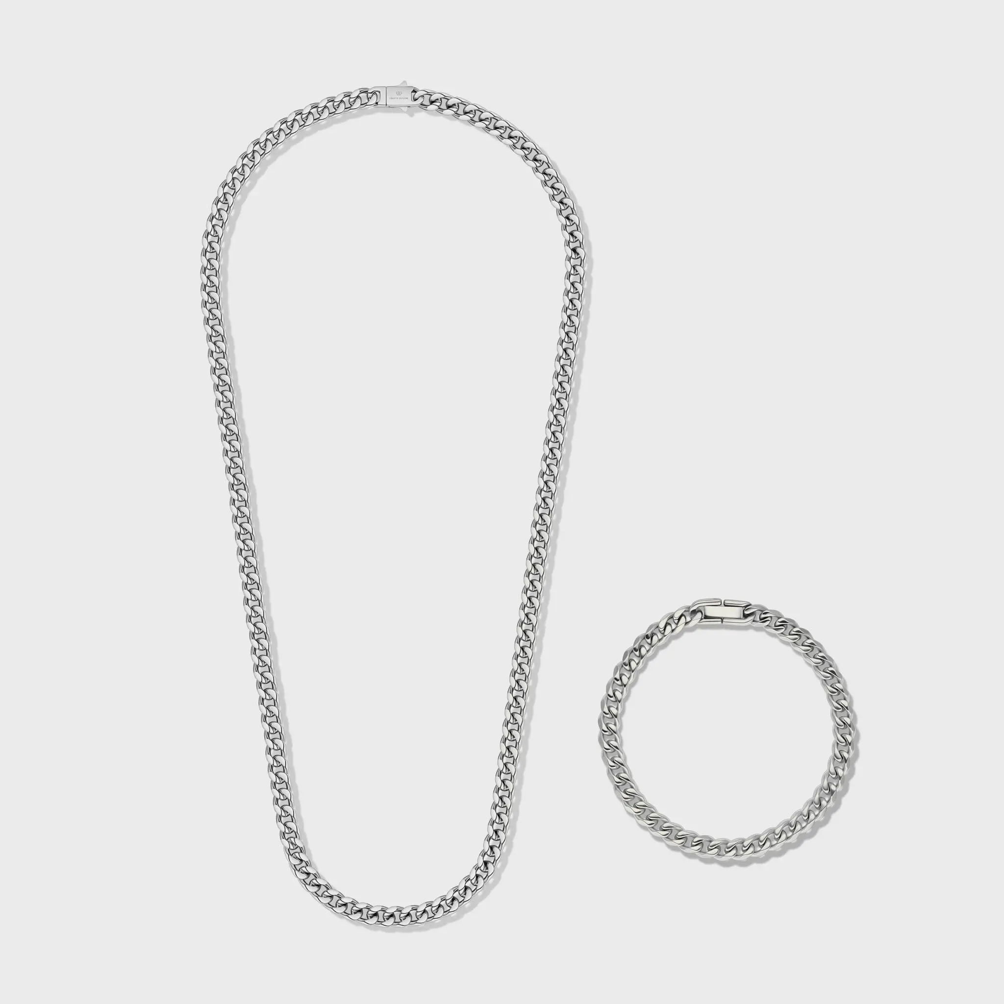 IMPERIUM JEWELRY 5mm Silver Cuban Link Necklace Set, Fashionable Jewelry Set with Wearable Wristband, Chain Detailing Costume Accessory for Neck & Wrist, Classic Cubans, Cuban Necklaces
