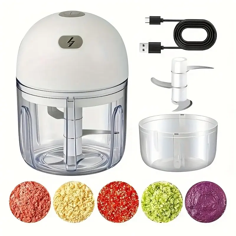 Powerful 304 Stainless Steel Electric Food Chopper & Processor, 250ML Mini USB Wireless Handheld Garlic Slicer, Vegetable Chopper Tool, Portable Veggie Chopper, Vegetable Fruit Chopper, Vegetables Chopper for Kitchen Accessories