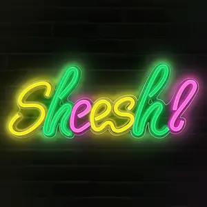 Sheesh Neon Sign - Meme Sheesh Led Neon Lights for Gamers/Streamers/Influencers - Cool Sheesh Led Signs with On/Off Switch for Wall, Bedroom, Game Room Decor - 18.5 x 7.1-Inch