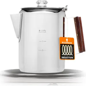 COLETTI Bozeman Percolator [9 Cup, Induction] —  Brews 3 Kinds of Ways: Fire, Stovetop, & Induction
