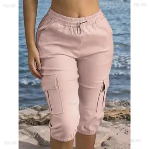 Women's 2026 Flap-Pocket Cargo Capris - Essential Basic Fit Cargo Pants, Solid-Color Casual Adjustable Drawstring Bottoms for Day Wear, Sporty Dressy Graphic Aesthetic Womenswear