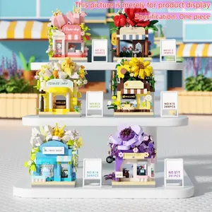 Cute Micro-Particle Puzzle Healing Floral Street Scene, Flower Shop Building Blocks Realistic Floral Store Decor Gift, Creative Building Blocks
