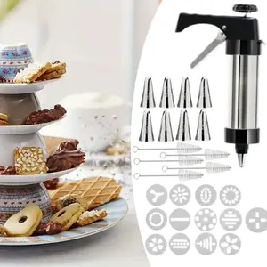 Cookie Press Baking-spritz cookie press gun kit + 13 Cookie Discs + 8 Icing Nozzles Perfect for DIY Cookie Maker and Cake Icing (Free Frosting Nozzle Cleaning Brush)