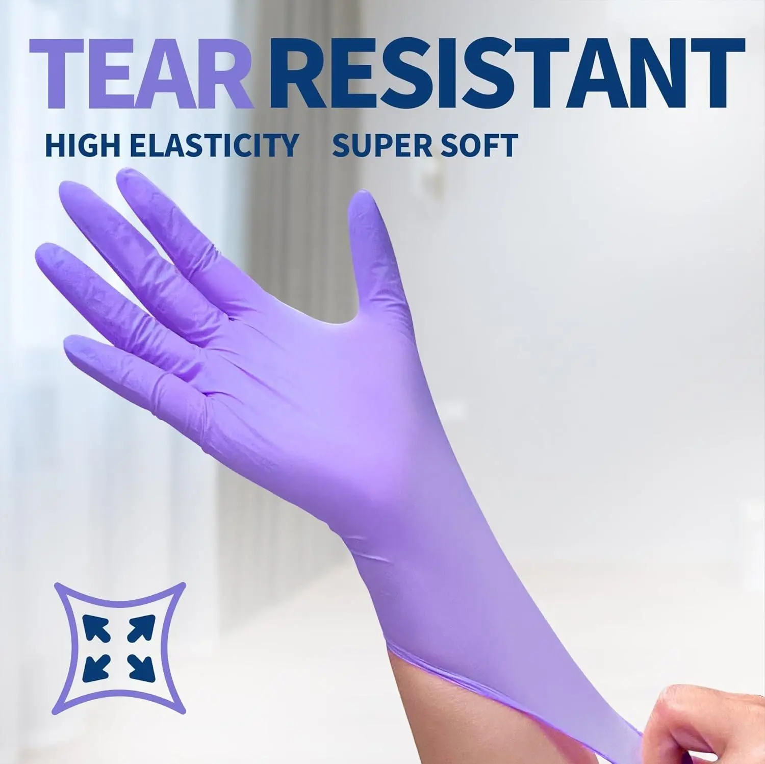Purple Durable Disposable Nitrile Gloves - Latex Free, Non-Slip Grip for Kitchen, Nails, Tattoos, PET Care, Allergy Resistant Inspection Gloves - Hand beauty salon nail  tech  gloves hotel cleaning