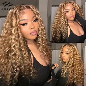BGMgirl Honey Blonde Highlights Side Part 7x5 Lace Water Wave Wear Go Glueless 180% Density Pre Plucked Pre Cut Lace Closure  Glueless 100% Human Hair Closure Colored  Clearance Sale brown color wig