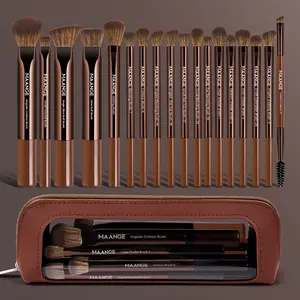 MAANGE 18pcs with Cosmetic Bag, Makeup Brush Kit, Contour Brush Concealer Brush Blending Brush Eyeshadow Brush Eyelash Brush Eyebrow Brush, Essential Makeup Brushes for Professionals and Beginners, Gift for Women & Girls