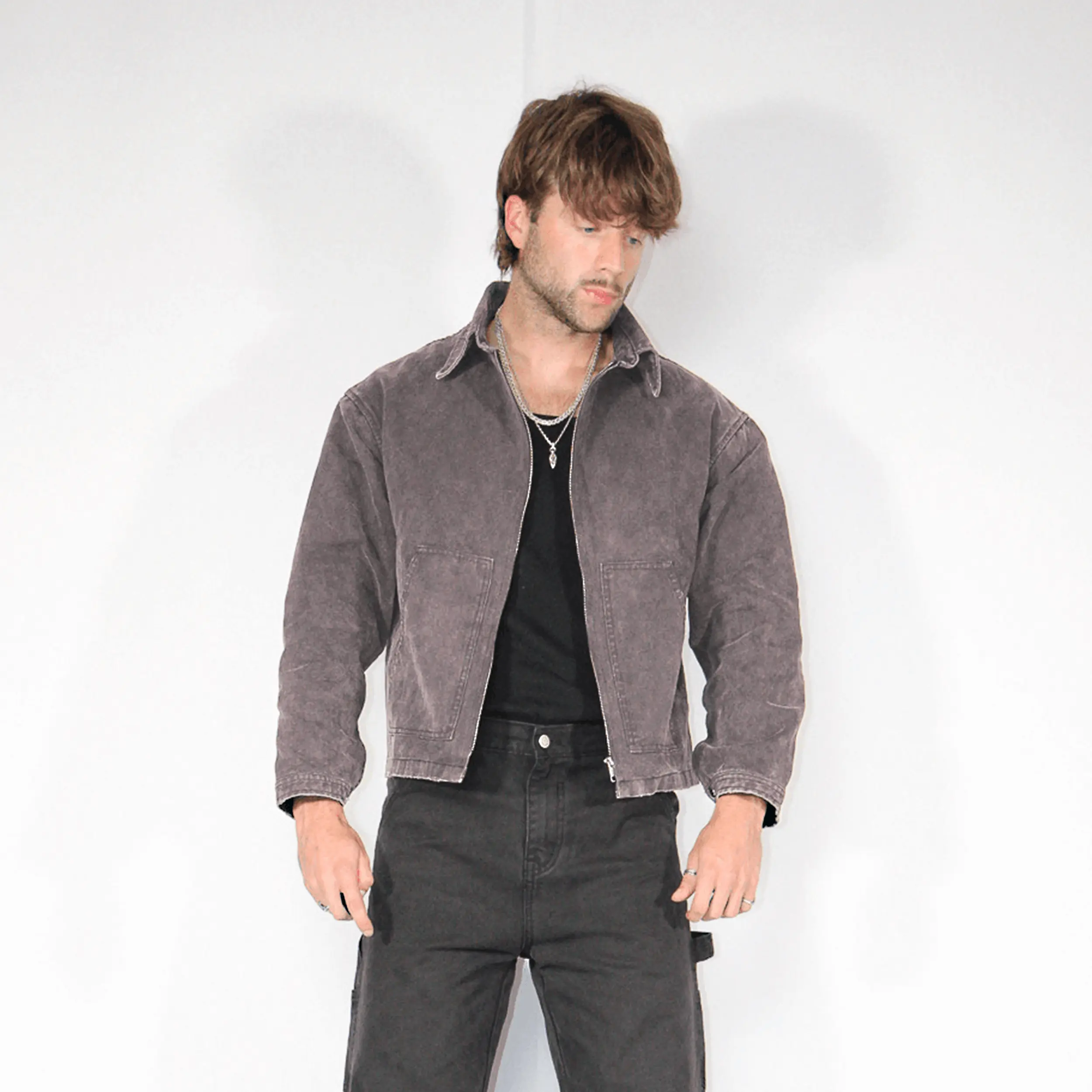 Canvas Waxed Denim Jacket - Gray