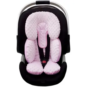 Baby Car Seat Head Neck Body Support Cushion Ultra Soft Suede Microfiber Newborn Car Seat Cushion 2 in 1 Reversible for Girls Pink