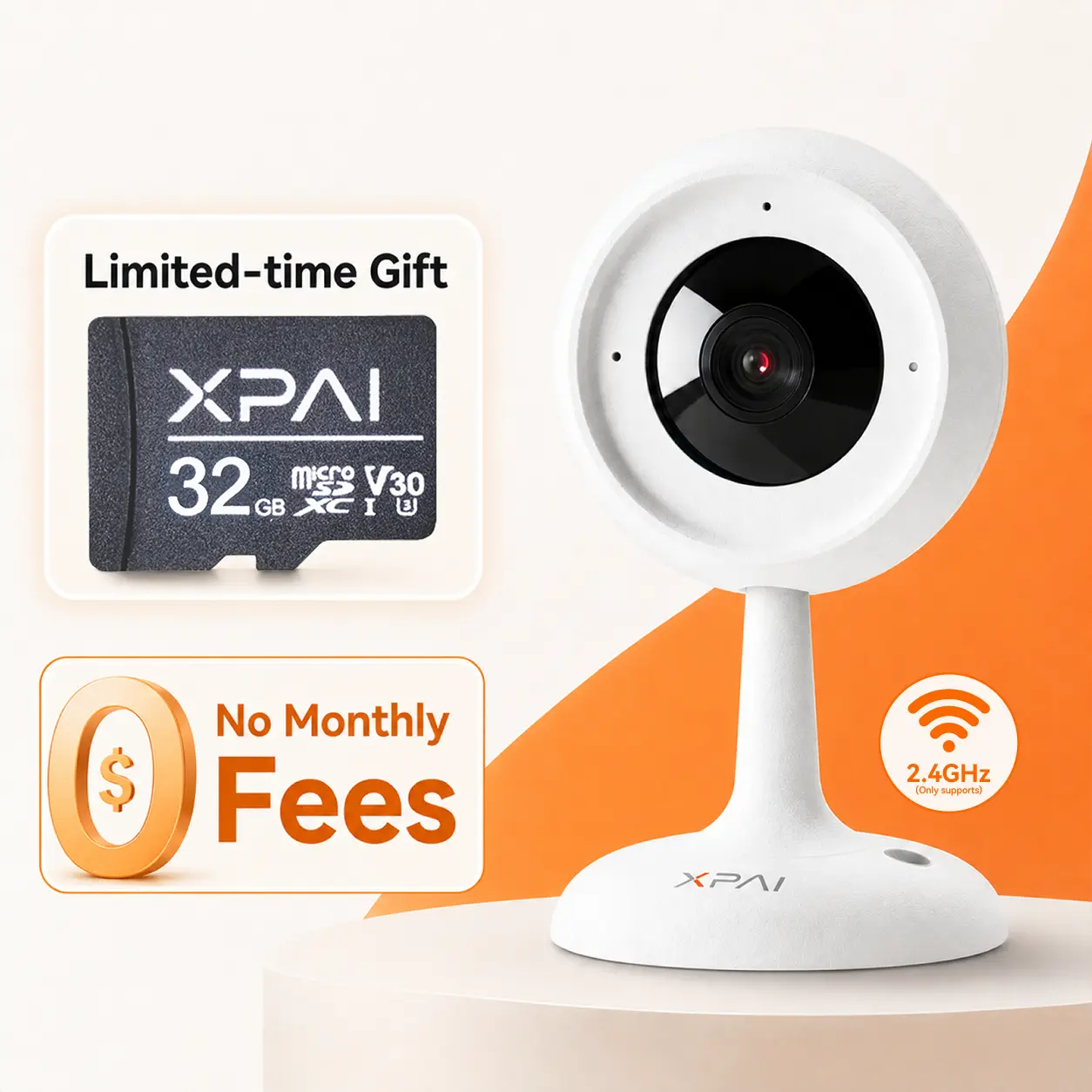 【2026 BIG DEALS】XPAI H30C 3MP Camera Security, 2.4G WiFi Indoor Home Camera, No-Fee Monitoring Baby Monitor with 2-Way Audio, Night Vision, Human Motion Detection, Free 32GB Micro SD Card for Local Recording,techvibes