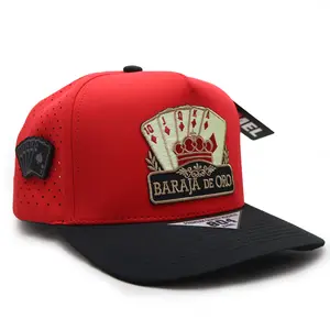 Baraja de Oro Embroidered Badge Red with Black Brim Hydro High Performance Hat Premium Quality Headwear