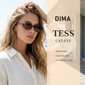 DIMA Eyewear Tess 90s Retro Slim Cat-Eye Sunglasses – Vintage Narrow Frame, Lightweight Acetate Design,HD Lenses with UV400 Protection, Italy Comotec Hinges, Unisex Fashion Shades for Street Style, Travel & Daily Wear