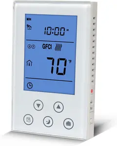 Programmable Thermostat for House Radiant Underfloor Heating, Home Heat Floor Mat Controller self-Adaption AC(120/240V) Voltage, Dual Sensing(Air&Floor Sensor) Built-in Class A GFCI, Power 3600W