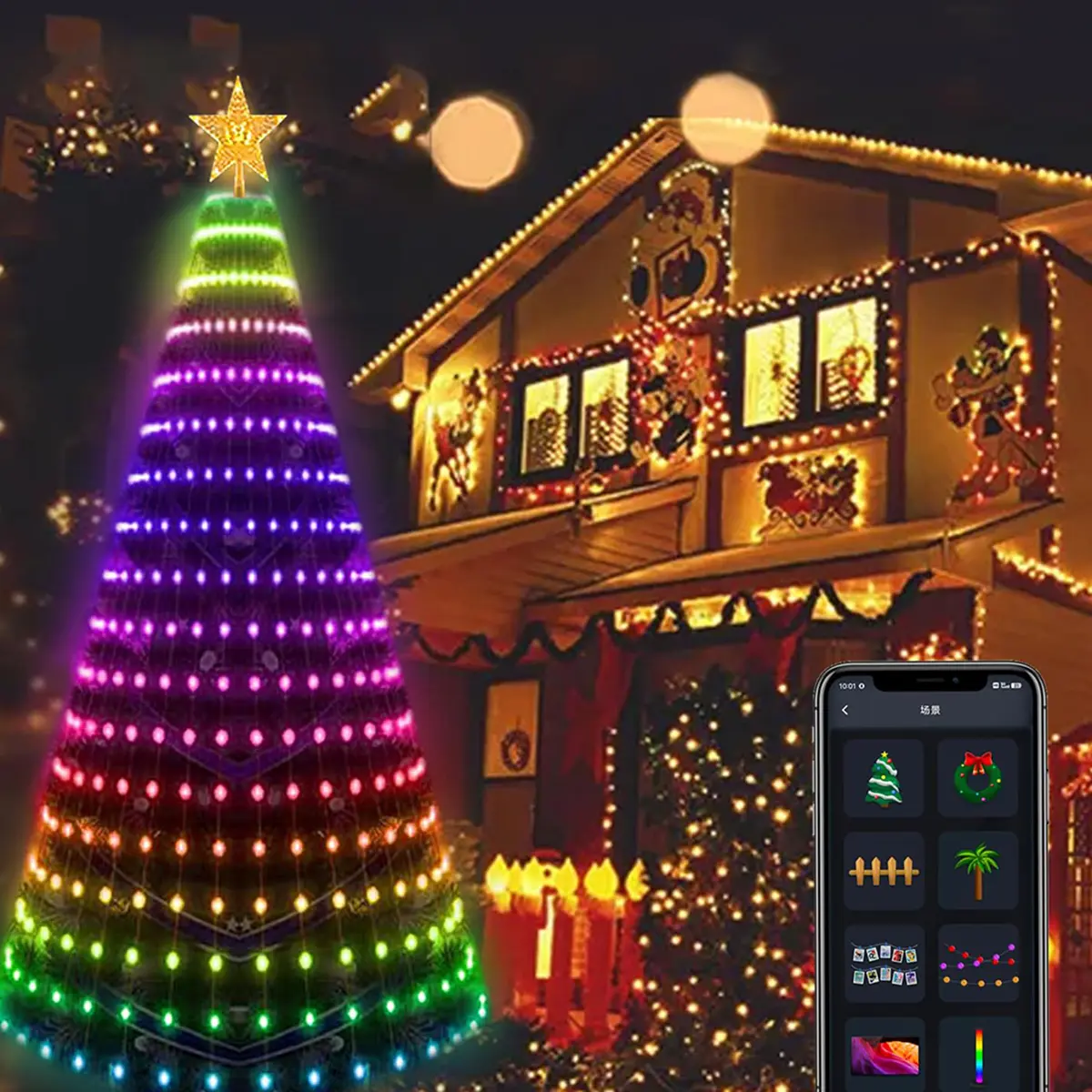 6Ft/7Ft Smart Christmas Tree Lights - 400 LEDs DIY Decor with APP Control, Music Sync & Timer, Custom Multicolor/Warm White for Indoor/Outdoor