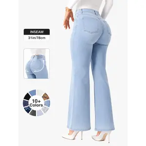 Magic ONESO Mid-low Rise Baggy Jeans Stretchy Wide Leg Distressed Denim Pants Womenswear Bottom 8001 Lady Basic Minimalist Comfortable Denim Tummy Control Curve Hugging Plus Size Regular Size BBL