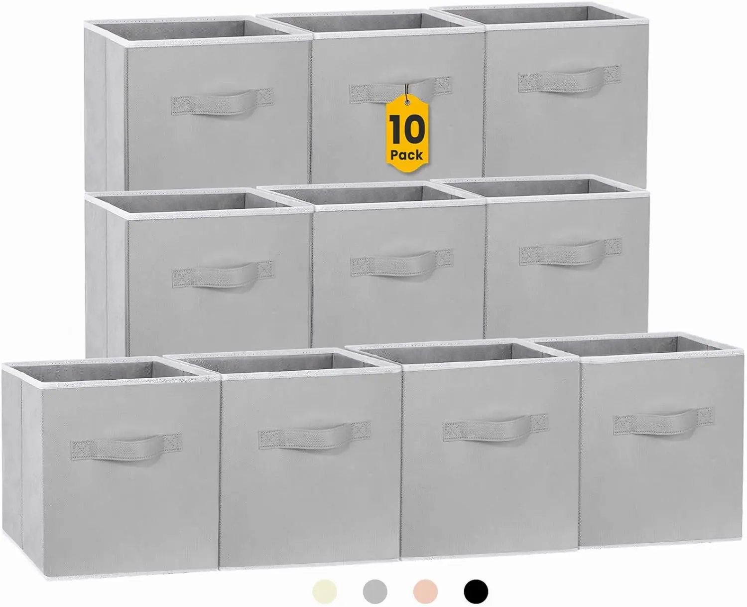 [New Deal] 10 Pack  Fabric Collapsible Storage Cubes 11 Inch for Shelves -Dual Handles, Foldable Design for Clothes and Organizing Storage Box Organiser