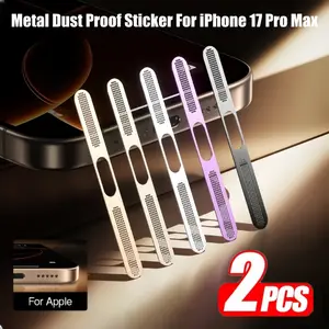 Two-Piece Metal Dustproof Sticker for Apple iPhone 17 Pro Max/17 Pro/17 Original Color Screen Protector, Scratch-Resistant, Durable, Charging Port Speaker Protection, Accessories