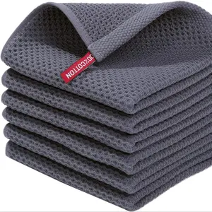 100% Cotton Waffle Weave Kitchen Dish Towels, Super Soft Absorbent Quick Dry, 30x30 Cm, 5 Pack, Deep